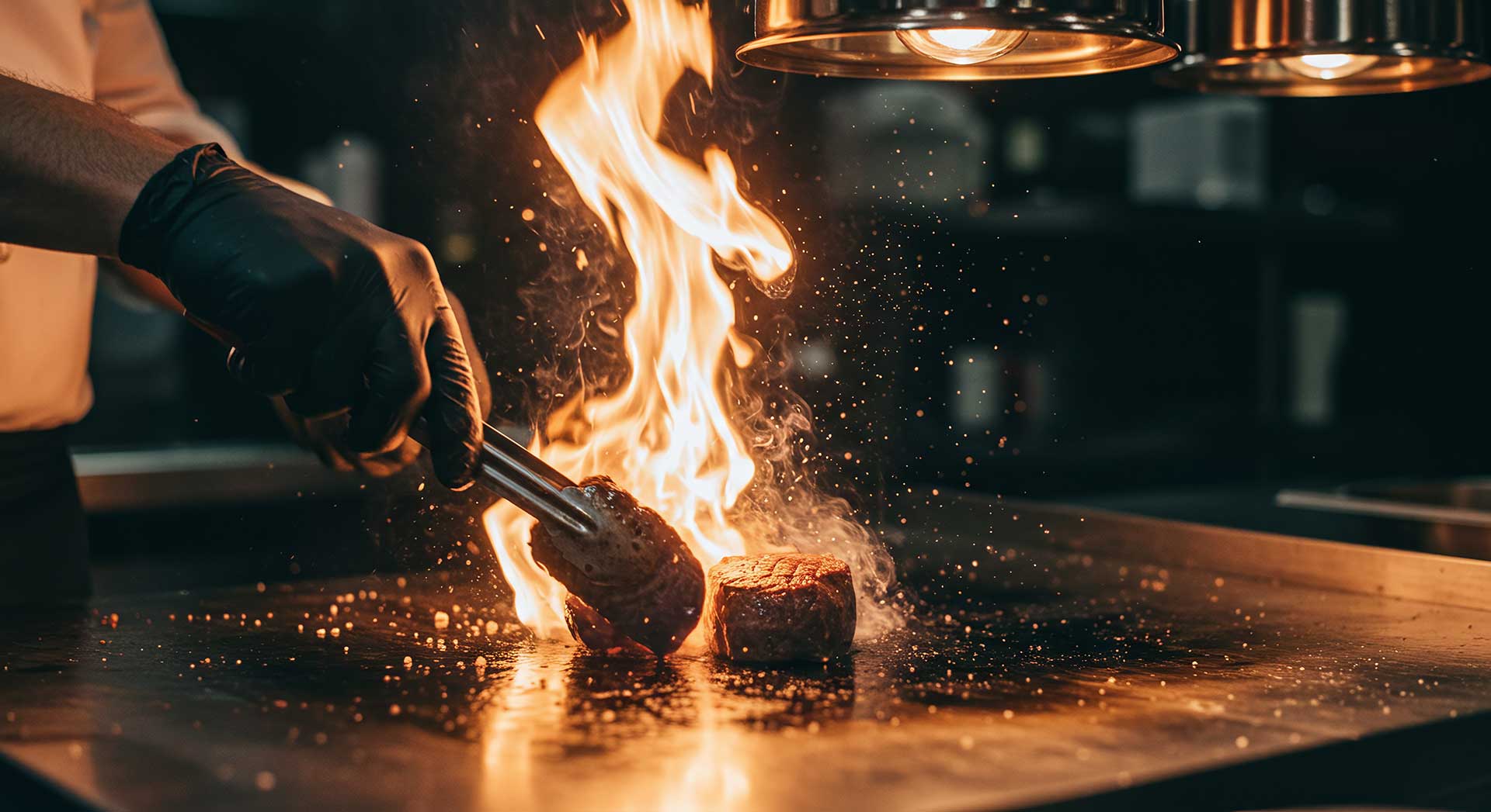 Intense flames in cooking process