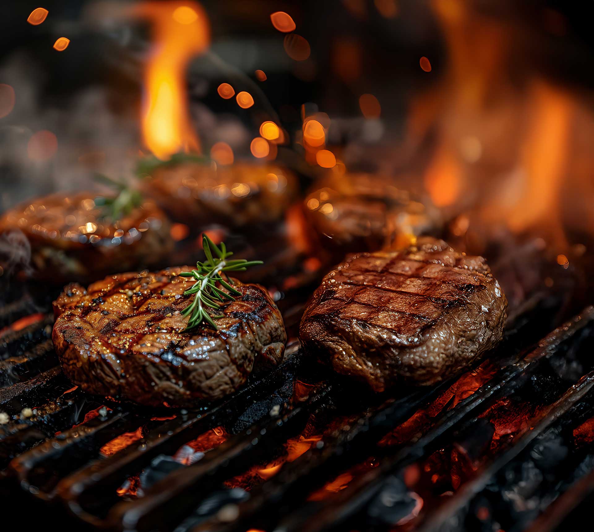 Beef grilling on an open fire